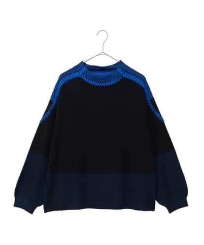 RLFAD35360 HIROKO BIS GRANDE 【大きいサイズ】プレーティング刺繍ニットプルオーバー