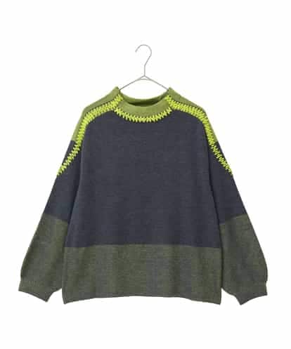 RLFAD35360 HIROKO BIS GRANDE 【大きいサイズ】プレーティング刺繍ニットプルオーバー