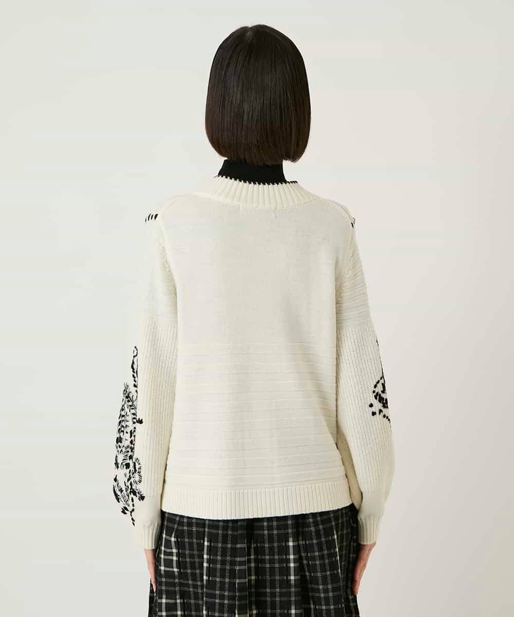 RLFAE56490 HIROKO BIS GRANDE(ヒロコ ビス グランデ) 【大きいサイズ】ペイズリー刺繍ニットカーディガン アイボリー