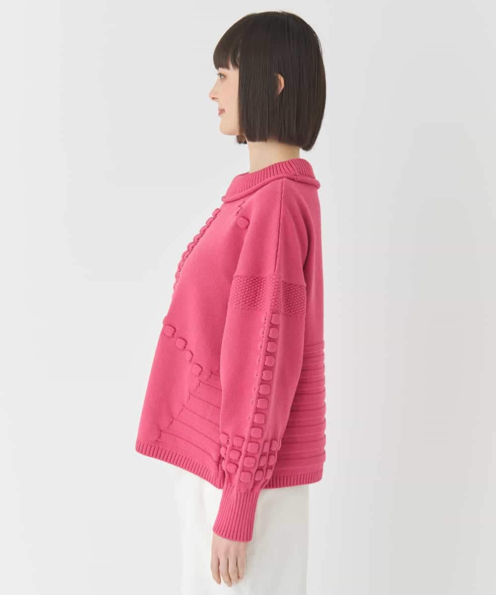 RLFCE86360 HIROKO BIS GRANDE(ヒロコ ビス グランデ) 【大きいサイズ】バルキーニットデザインプルオーバー ピンク