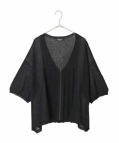 RLFHE70320 HIROKO BIS GRANDE 【大きいサイズ】切り替えプリーツジップニットカーディガン