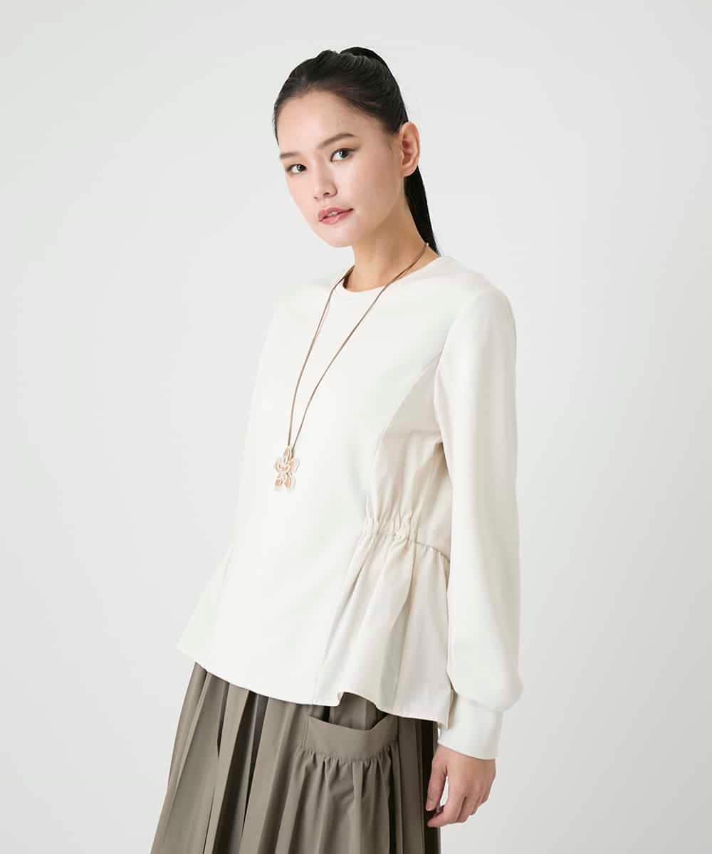 RLKAG10280 HIROKO BIS GRANDE(ヒロコ ビス グランデ) 【大きいサイズ】ストレッチダンボールドッキングプルオーバー /洗える アイボリー