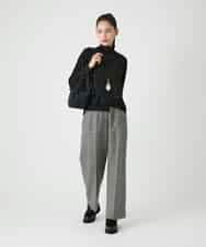 RLKAG20230 HIROKO BIS GRANDE(ヒロコ ビス グランデ) 【大きいサイズ】アシンメトリーヘム異素材ミックスプルオーバー /洗える ブラック