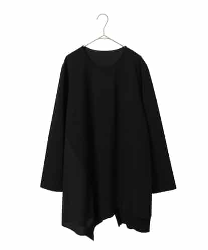 RLKAG21260 HIROKO BIS GRANDE 【大きいサイズ】アシンメトリーヘム異素材ミックスチュニック /洗える