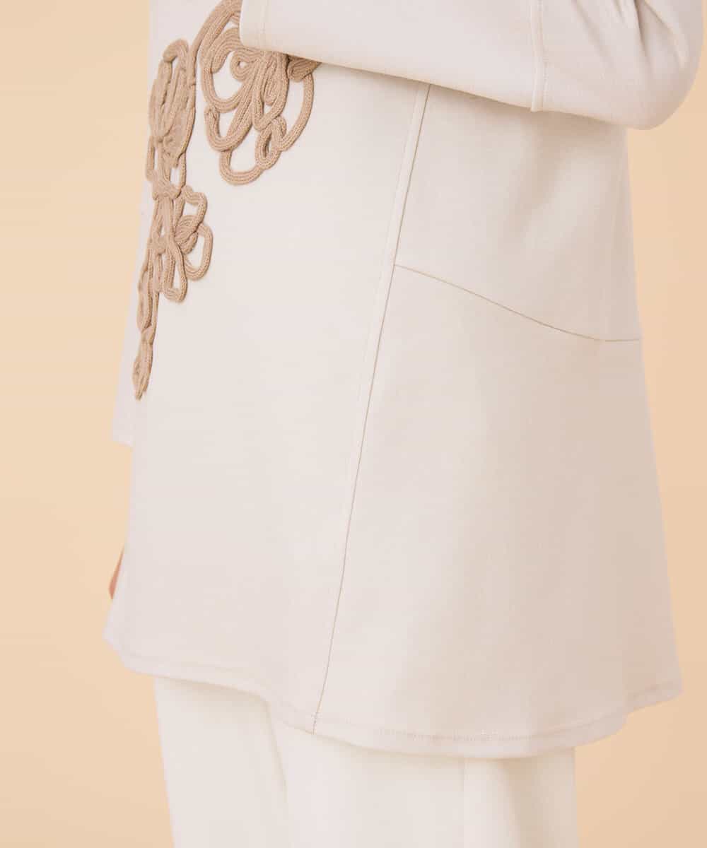 RLKAI51390 HIROKO BIS GRANDE(ヒロコ ビス グランデ) 【大きいサイズ/先行予約】フラワー刺繍切り替えデザインチュニック アイボリー