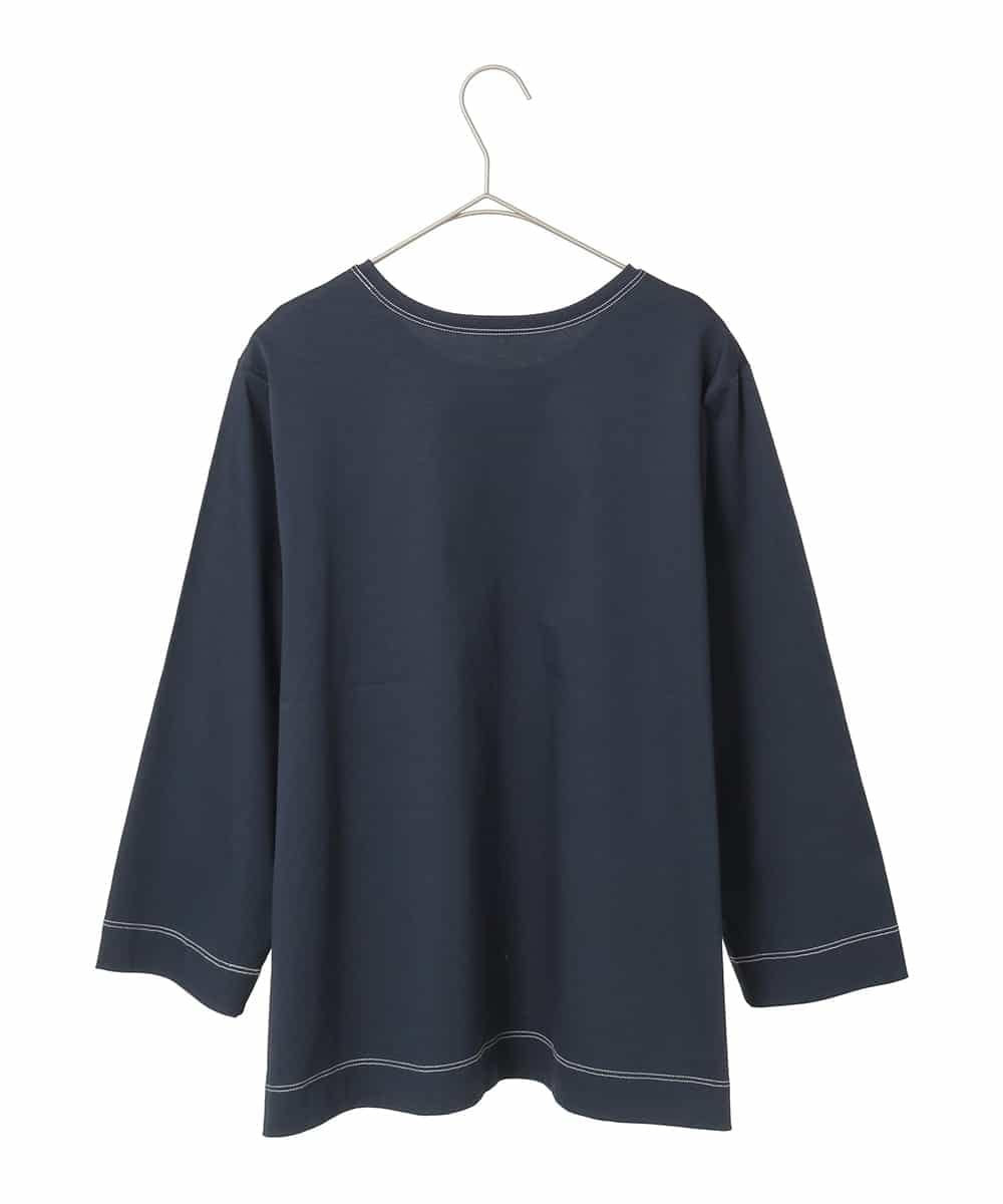 RLKED22210 HIROKO BIS GRANDE(ヒロコ ビス グランデ) 【大きいサイズ】サボテン刺繍コットンTシャツ /洗える ネイビー