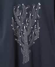 RLKED22210 HIROKO BIS GRANDE(ヒロコ ビス グランデ) 【大きいサイズ】サボテン刺繍コットンTシャツ /洗える ネイビー