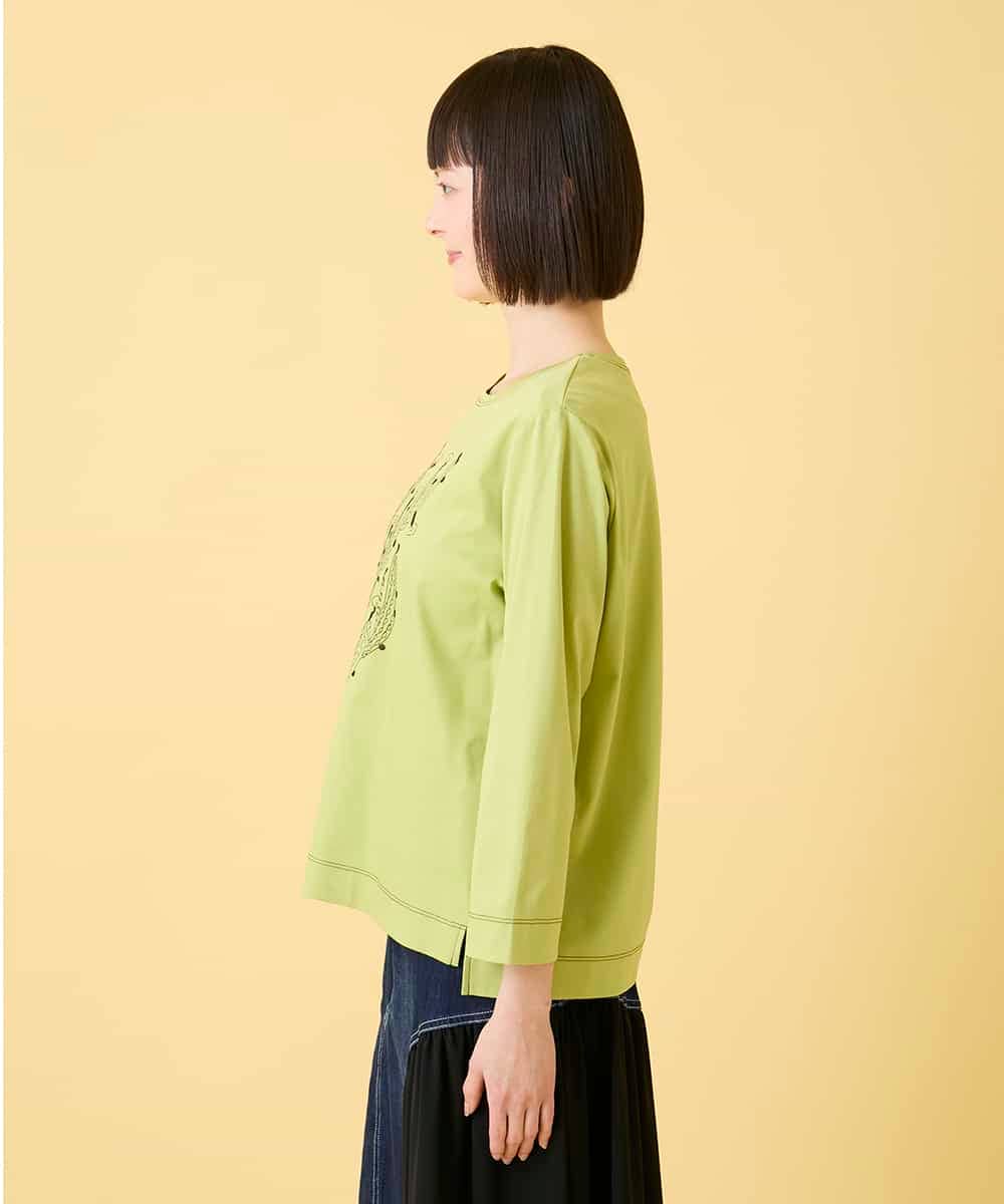 RLKED22210 HIROKO BIS GRANDE(ヒロコ ビス グランデ) 【大きいサイズ】サボテン刺繍コットンTシャツ /洗える ネイビー
