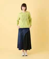 RLKED22210 HIROKO BIS GRANDE(ヒロコ ビス グランデ) 【大きいサイズ】サボテン刺繍コットンTシャツ /洗える ネイビー