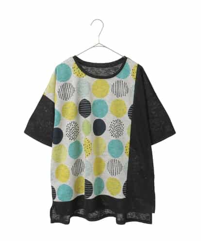 RLKGE35230 HIROKO BIS GRANDE 【大きいサイズ】カラフルパターンドットTシャツ /洗濯機で洗える