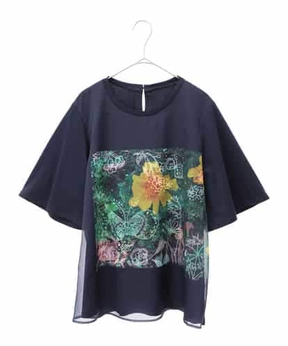 RLKHB30280  【大きいサイズ】Busy ButterflyプリントレイヤードTシャツ /洗える