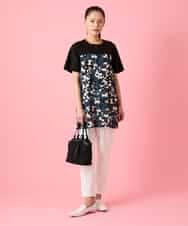 RLKHE14260 HIROKO BIS GRANDE(ヒロコ ビス グランデ) 【大きいサイズ】フラワープリント異素材コンビチュニック /洗える ピンク