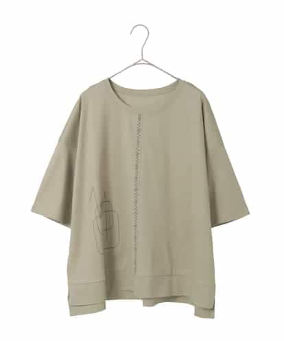 RLKIE10210  【大きいサイズ/接触冷感】ミシンステッチボクシーシルエットTシャツ /洗える