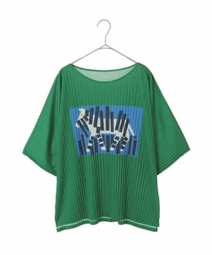 RLKJD05260  【大きいサイズ】シマウマプリントプリーツデザインTシャツ