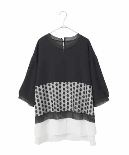 RLKJD09290 HIROKO BIS GRANDE 【大きいサイズ】ドットメッシュレイヤードデザイントップス