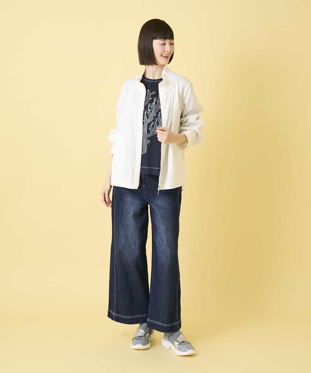 RLLED12270 HIROKO BIS GRANDE(ヒロコ ビス グランデ) 【大きいサイズ】ステッチポイントストレッチデニムパンツ /洗濯機で洗える ネイビー