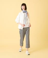 RLLED16290 HIROKO BIS GRANDE(ヒロコ ビス グランデ) 【大きいサイズ】ストライプクロップドパンツ /洗える ネイビー