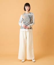 RLLED46350 HIROKO BIS GRANDE(ヒロコ ビス グランデ) 【大きいサイズ】ジャカードストレートパンツ /洗える チャコールブラウン