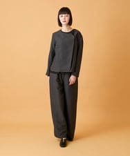 RLLED46350 HIROKO BIS GRANDE(ヒロコ ビス グランデ) 【大きいサイズ】ジャカードストレートパンツ /洗える チャコールブラウン