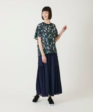 RLLGE58310 HIROKO BIS GRANDE(ヒロコ ビス グランデ) 【大きいサイズ】異素材ジョイントデザインワイドパンツ /洗える ネイビー