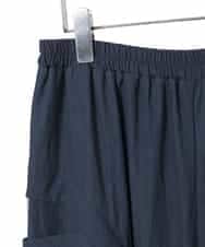 RLLGE58310 HIROKO BIS GRANDE(ヒロコ ビス グランデ) 【大きいサイズ】異素材ジョイントデザインワイドパンツ /洗える ネイビー
