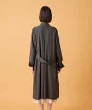 RLUED40470 HIROKO BIS GRANDE(ヒロコ ビス グランデ) 【大きいサイズ】ドレープワッシャーロング丈コート /洗える チャコールブラウン