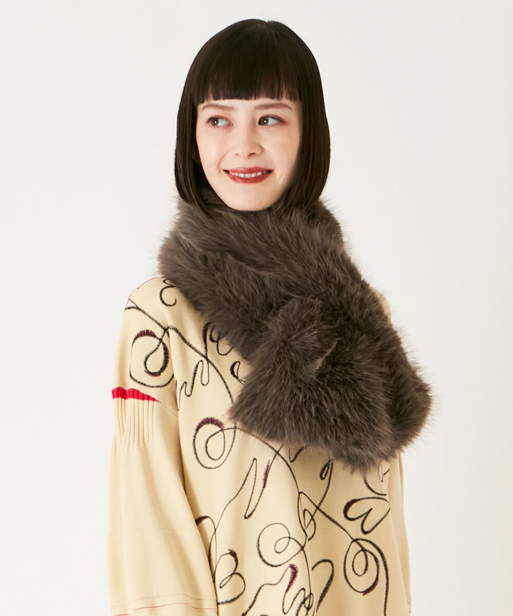 RP3AE08060 HIROKO BIS(ヒロコ ビス) ロングファーティペット /洗える ブラウン