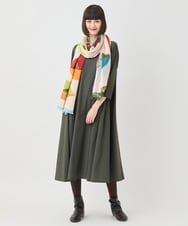 RP3LB12130 HIROKO BIS(ヒロコ ビス) 幾何プリントモダールストール /洗える ベージュ
