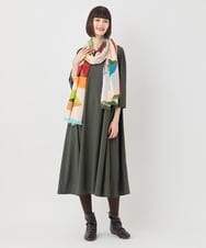 RP3LB12130 HIROKO BIS(ヒロコ ビス) 幾何プリントモダールストール /洗える ベージュ