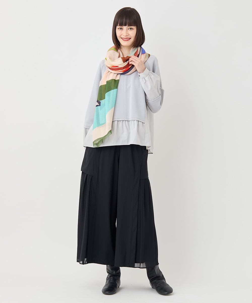RP3LB12130 HIROKO BIS(ヒロコ ビス) 幾何プリントモダールストール /洗える ベージュ