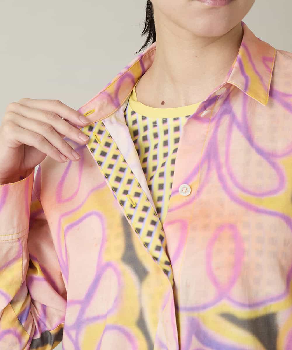 RSBFD05590 TRUNK HIROKO KOSHINO(ヒロココシノ) フラワーファジーローンシャツ ピンク
