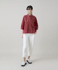 RSBGD12430 TRUNK HIROKO KOSHINO(ヒロココシノ) トリコットストライプデザインブラウス/洗える レッド