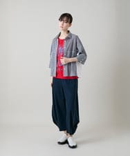RSBGD12430 TRUNK HIROKO KOSHINO(ヒロココシノ) トリコットストライプデザインブラウス/洗える レッド