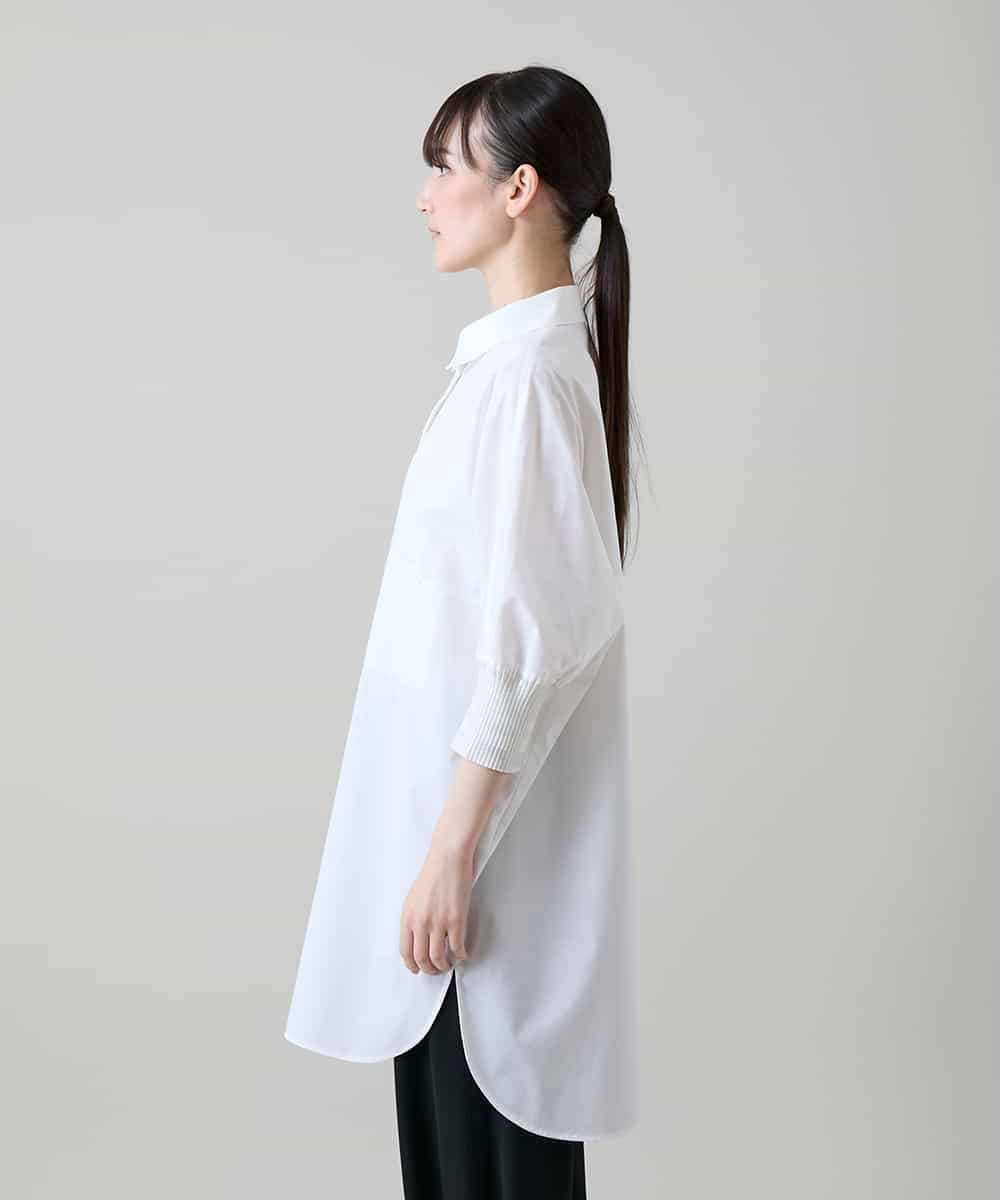 RSBGD14490 TRUNK HIROKO KOSHINO(ヒロココシノ) ビッグシルエット切り替えシャツ/洗える ホワイト