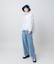 RSBGE13530 TRUNK HIROKO KOSHINO(ヒロココシノ) かもめロゴ総柄オーバーサイズシャツ /洗える グリーン
