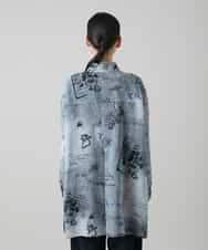 RSBGF04590 TRUNK HIROKO KOSHINO(ヒロココシノ) 【WEB/京王百貨店新宿店限定】デニム風アートプリントロングシャツ ブラック