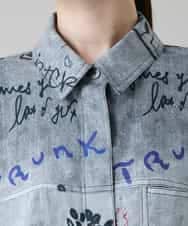 RSBGF04590 TRUNK HIROKO KOSHINO(ヒロココシノ) 【WEB/京王百貨店新宿店限定】デニム風アートプリントロングシャツ ブラック