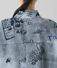 RSBGF04590 TRUNK HIROKO KOSHINO(ヒロココシノ) 【WEB/京王百貨店新宿店限定】デニム風アートプリントロングシャツ ブラック