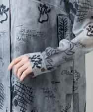 RSBGF04590 TRUNK HIROKO KOSHINO(ヒロココシノ) 【WEB/京王百貨店新宿店限定】デニム風アートプリントロングシャツ ブラック