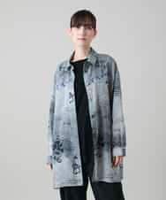 RSBGF04590 TRUNK HIROKO KOSHINO(ヒロココシノ) 【WEB/京王百貨店新宿店限定】デニム風アートプリントロングシャツ ブラック