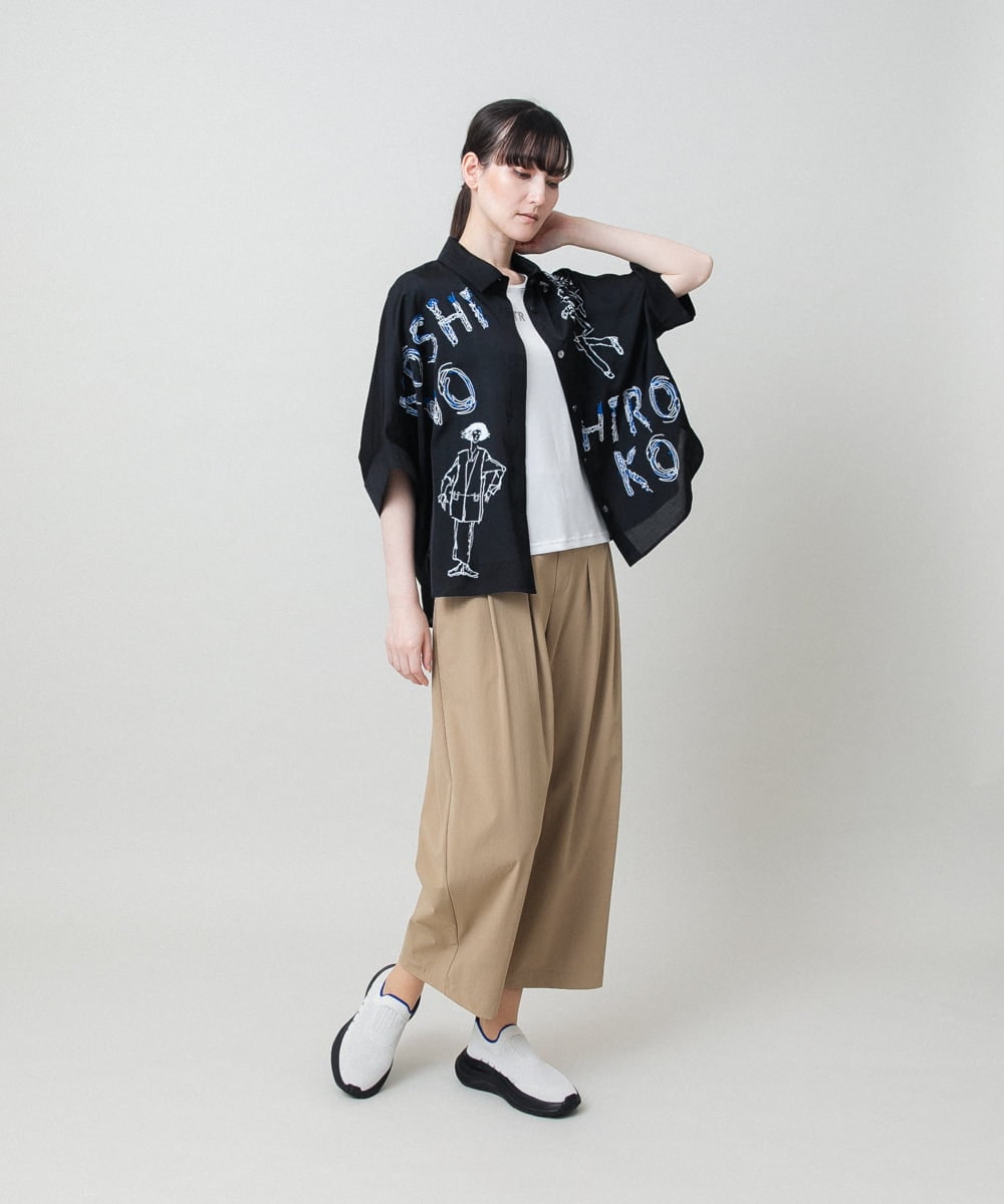 RSBHE19430 TRUNK HIROKO KOSHINO(ヒロココシノ) ヴィンテージサテンドルマンシャツ/日本製/洗える ブラック