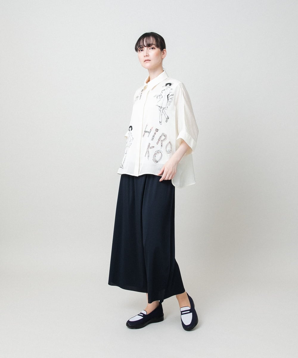 RSBHE19430 TRUNK HIROKO KOSHINO(ヒロココシノ) ヴィンテージサテンドルマンシャツ/日本製/洗える ブラック