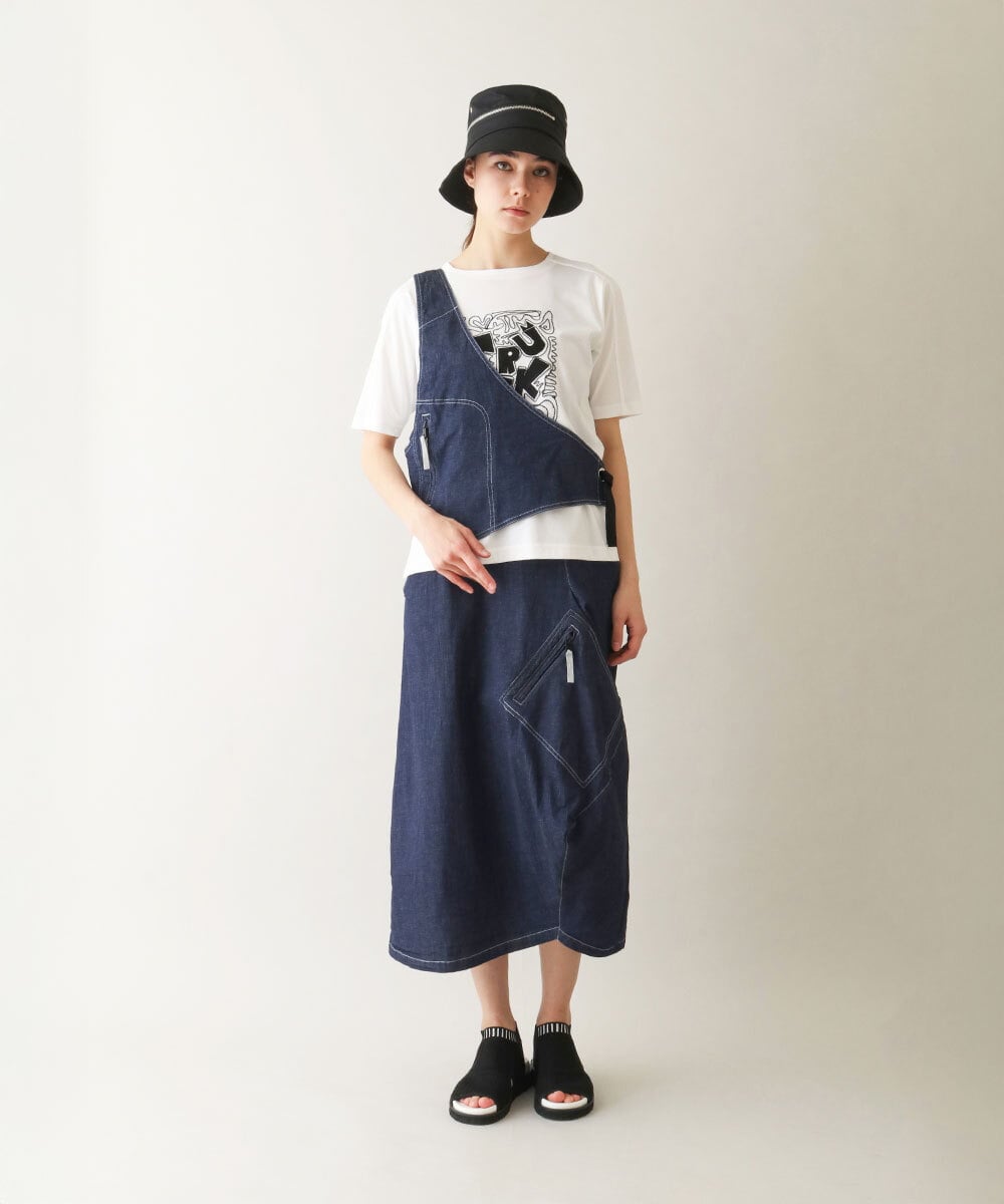 RSDGB01390 TRUNK HIROKO KOSHINO(ヒロココシノ) ストレッチデニムワンショルダーベスト/洗える ネイビー