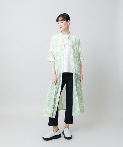 RSEGF50590 TRUNK HIROKO KOSHINO かもめロゴ総柄タックワンピース /洗える