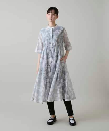 RSEGF50590 TRUNK HIROKO KOSHINO かもめロゴ総柄タックワンピース /洗える