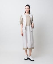 RSEIE02630 TRUNK HIROKO KOSHINO(ヒロココシノ) 異素材コンビ配色ワンピース/洗える カーキ