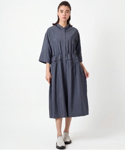 RSEJE02590 TRUNK HIROKO KOSHINO メッシュアクセントドロストワンピース/洗える