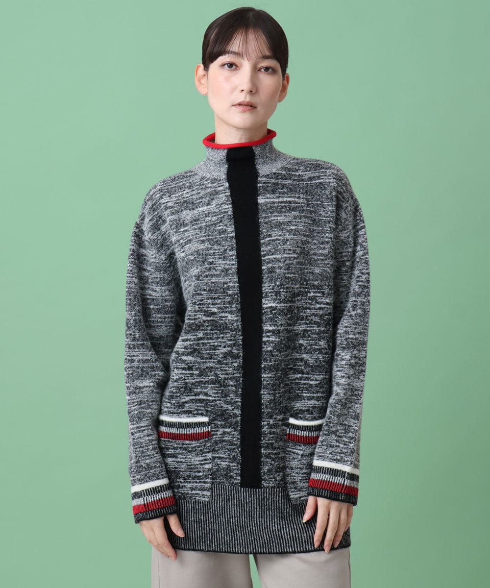 RSFAG10540 TRUNK HIROKO KOSHINO(ヒロココシノ) 杢調ハイネックニットプルオーバー ダークグレー