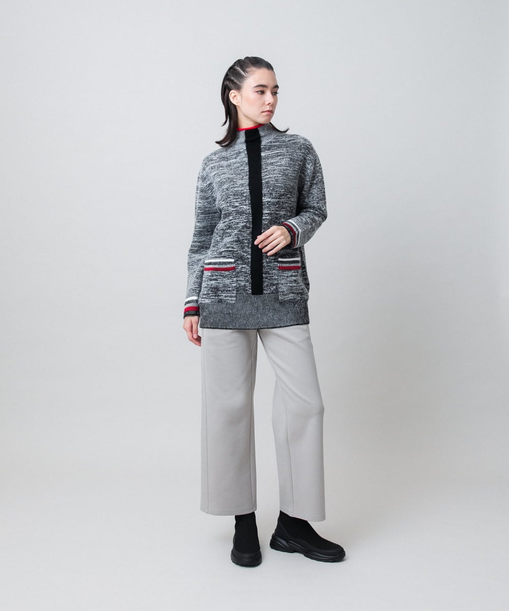 RSFAG10540 TRUNK HIROKO KOSHINO(ヒロココシノ) 杢調ハイネックニットプルオーバー ダークグレー