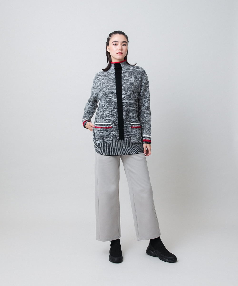 RSFAG10540 TRUNK HIROKO KOSHINO(ヒロココシノ) 杢調ハイネックニットプルオーバー ダークグレー